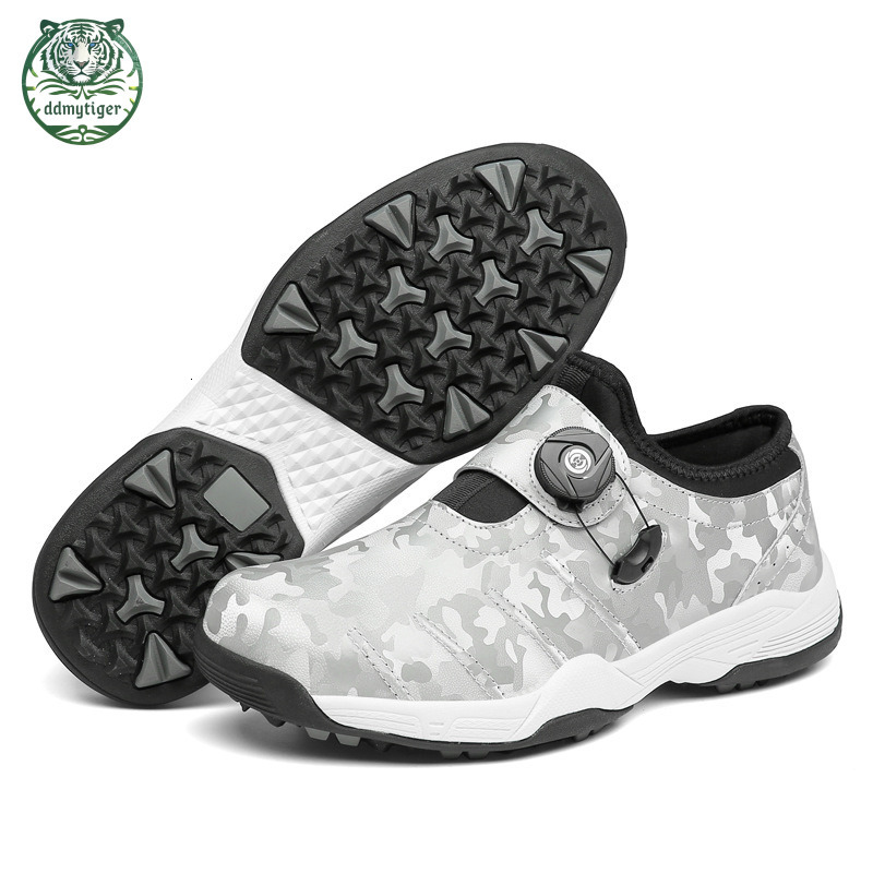 ddmytiger Hot selling large size couple anti slip golf for men and women's casual rotating button waterproof sports shoes A