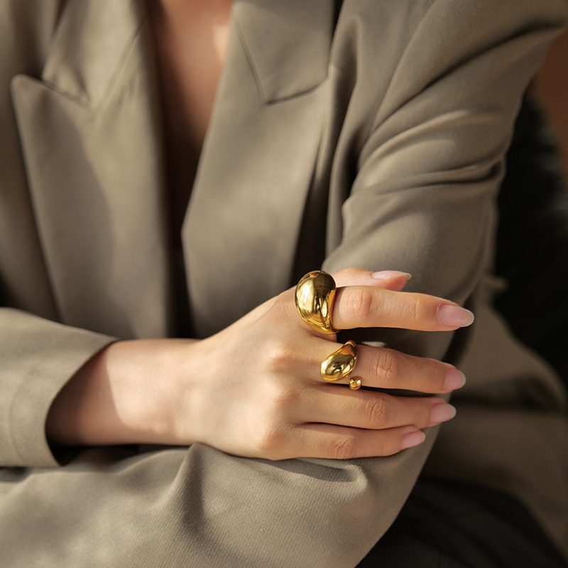 Minimalist Ins18k Gold Stainless Steel Simple Cluster Rings for Women Men Desinger Luxury Fashion Engagement Jewelry Gifts Fressshipping Wholesales