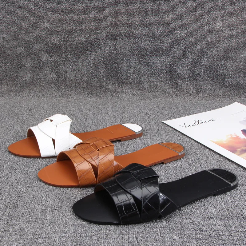 Shoes Ladies' Slippers Rubber Flip Flops Flat Soft Hawaiian Rome Casual Slides PU Scandals Concise Leisure Rubber Flip Flops