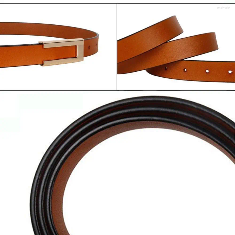 Belts Vntage Versatile Leather Belt Design Women Metal Slide Buckle Trouser Dress