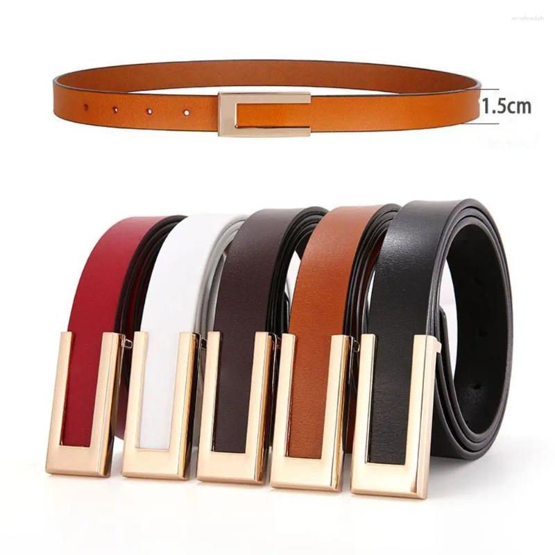 Belts Vntage Versatile Leather Belt Design Women Metal Slide Buckle Trouser Dress