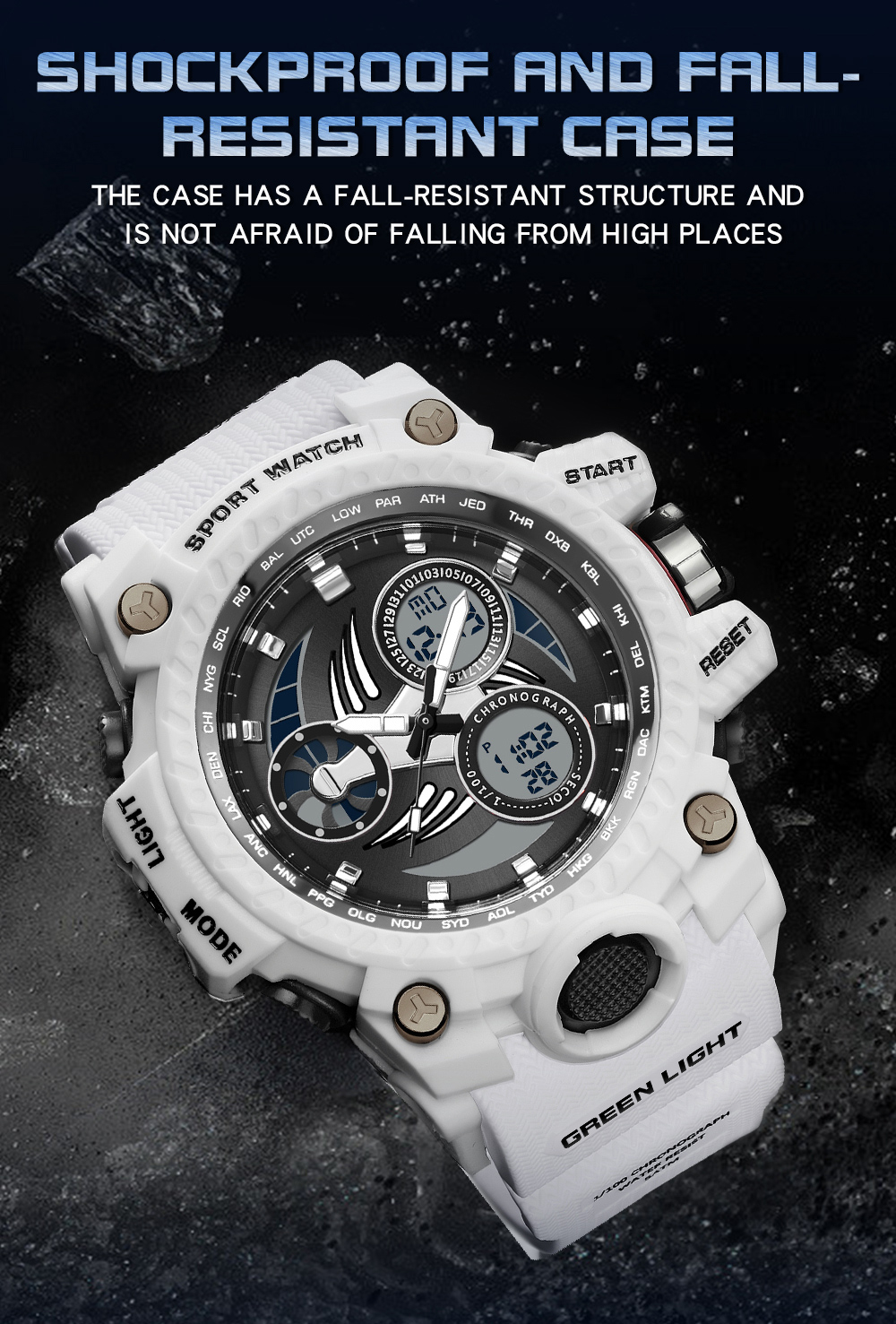SANDA 3155 2025 G style new men's watch 50M waterproof and shock-absorbing sports military quartz watch men's digital watch clock 29