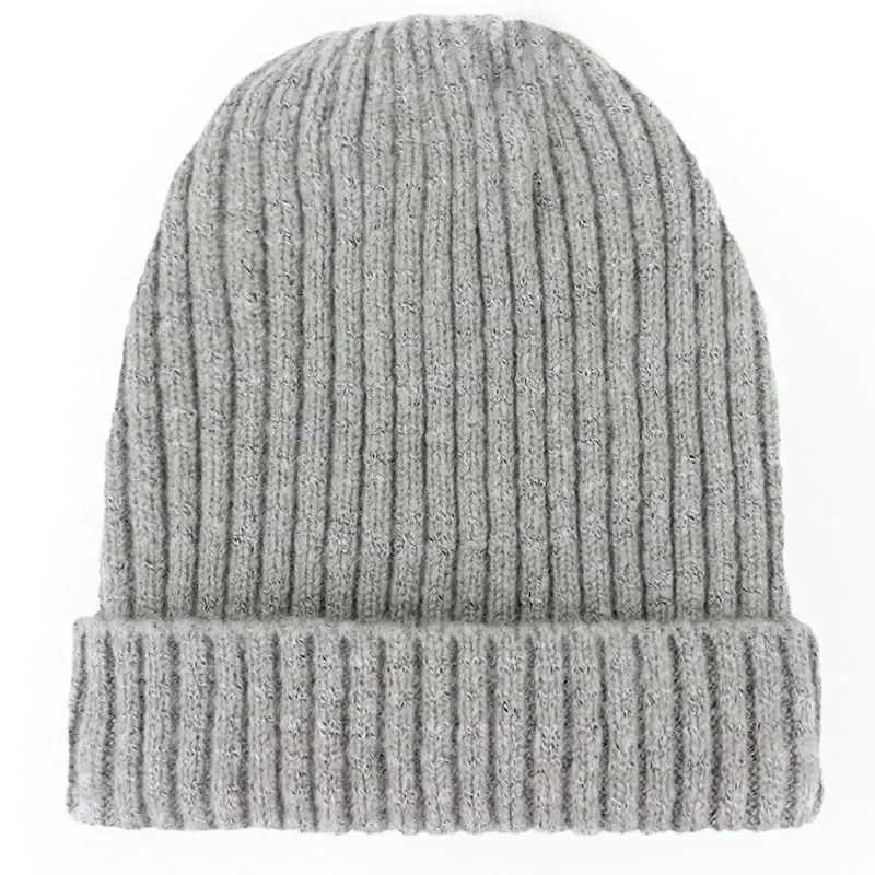 Unisex Wool Blend Striped Knit Beanie Hats for Women Men Winter Warm Ski Cap Grey Navy Khaki Black Fuchsia Blue Dark Yellow RedX240924