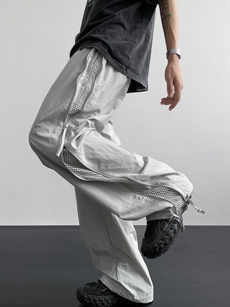 Breathable Men's Summer Camo Cargo Trousers with Side Zip - Lightweight Nylon Airman Pant