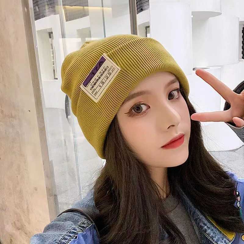 Woolen Knit Beanies Hat For Women Girl JK Korean Solid Color Ear Warmer Skullies Cap Casual Winter Autumn Windproof Melon CapsX240924