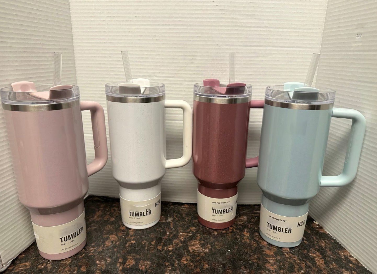 USA Stock 40Oz Blueberry Milk Pink Rose Blue Magnolia Tumblers Clean Slate Warm Cool Serene Stainless Steel Cups 40 OZ Purple Stars Car Mug With Straw