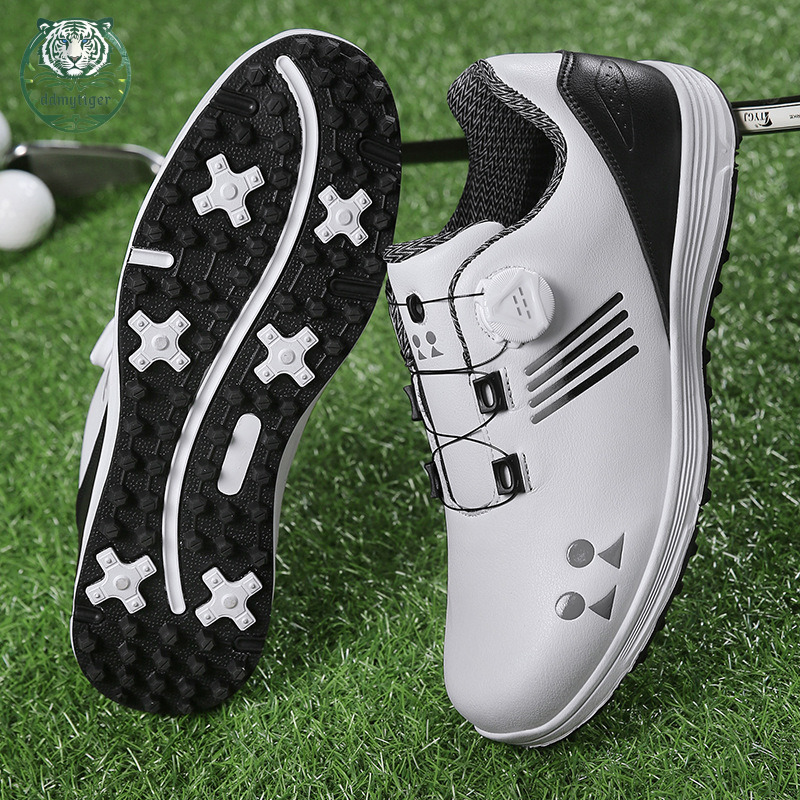 ddmytiger Classic Golf Men's and Women's Automatic Knob Lacing Activity Playing Dingless Sports Shoes Large A ddmythur