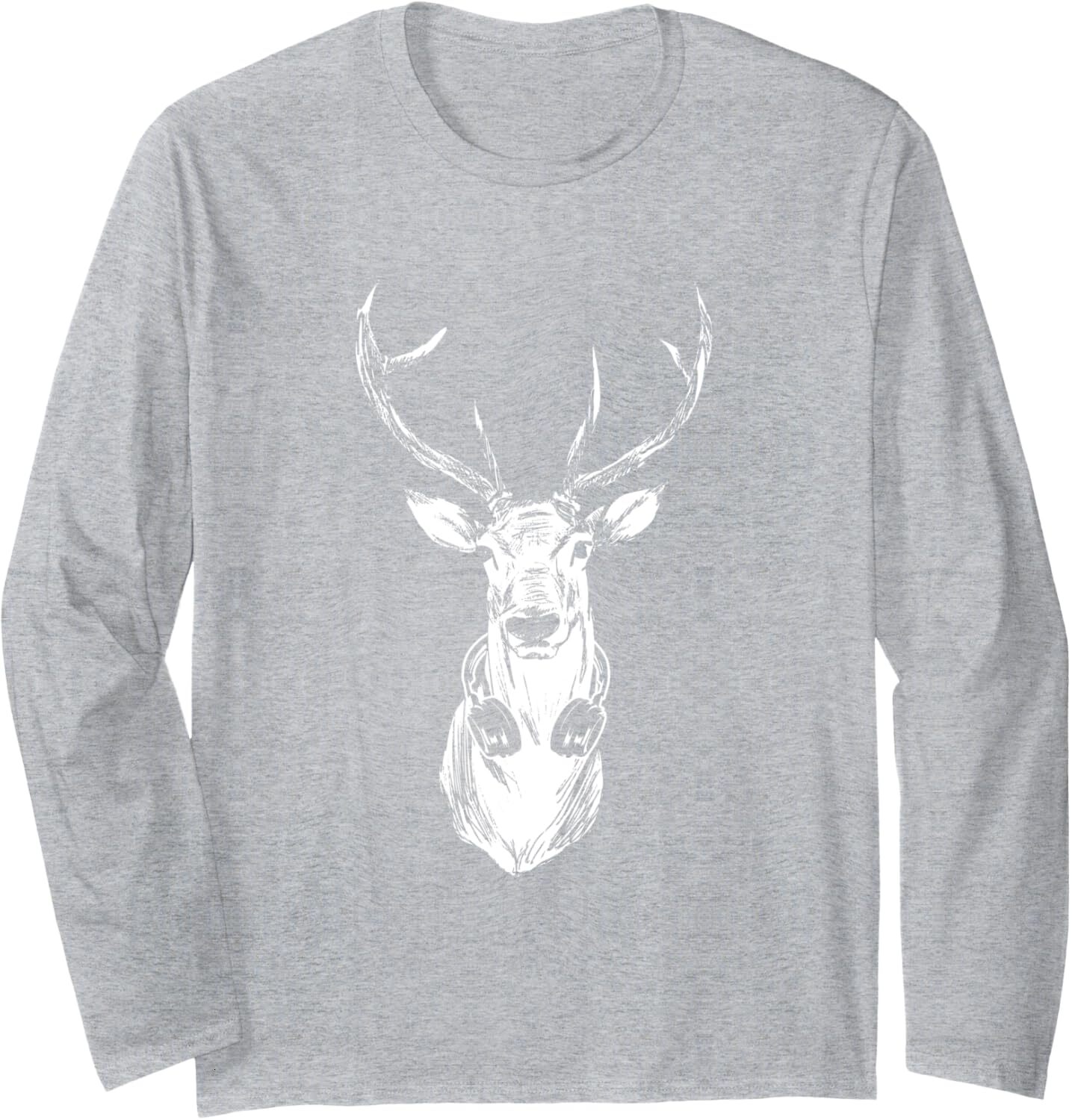 Long Sleeve Shirts for Men sweatshirt Vintage Deer Musician DJ Moose With Headphones Music Lovers Long Sleeve Tee Streetwear Casual tops clothes
