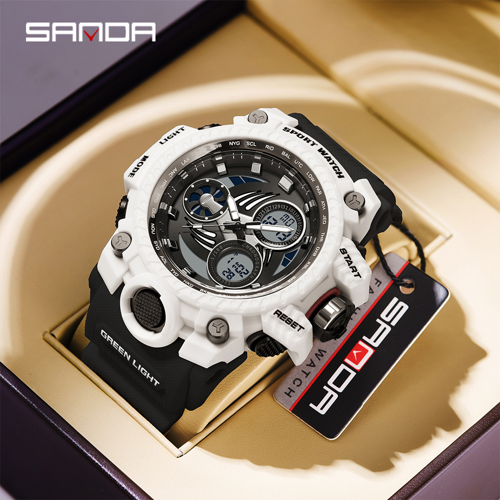 SANDA 3155 2025 G style new men's watch 50M waterproof and shock-absorbing sports military quartz watch men's digital watch clock 30