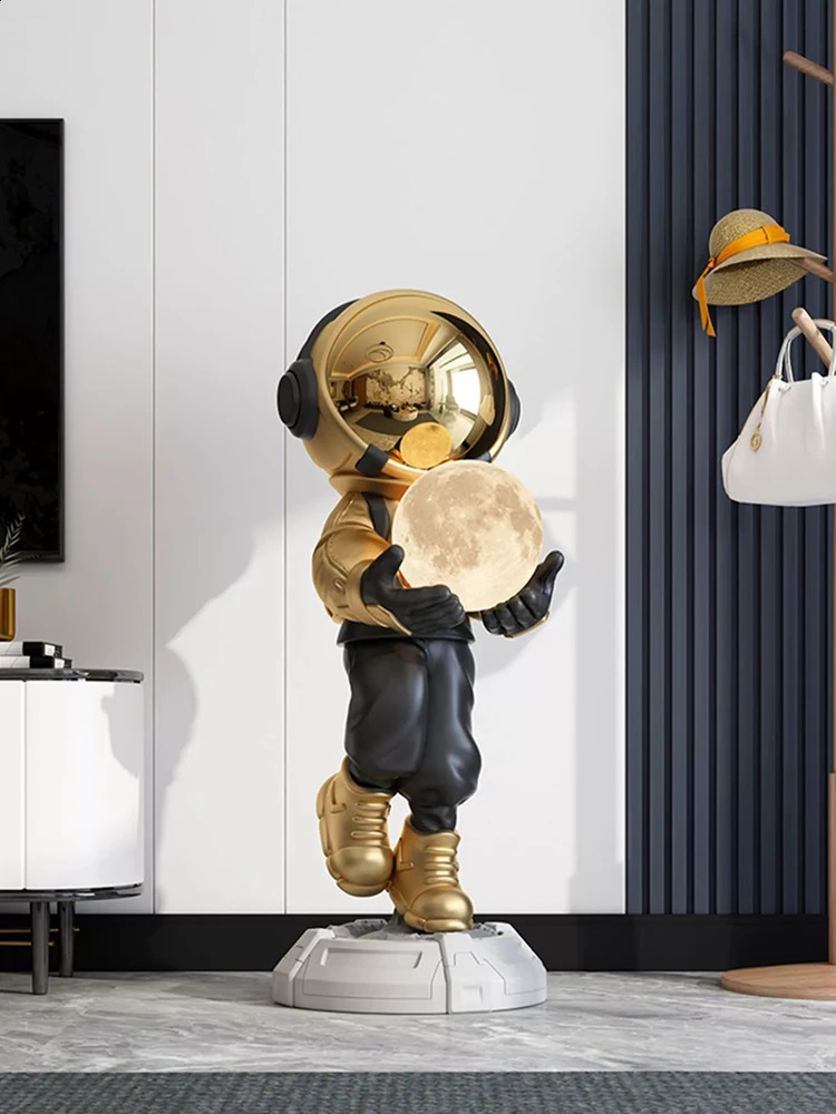 Home Decor Creative Luminous Astronaut Statue Floor Decor Nordic Living Room Large Welcome Sculpture Art Astronaut Lamp Statues 240920