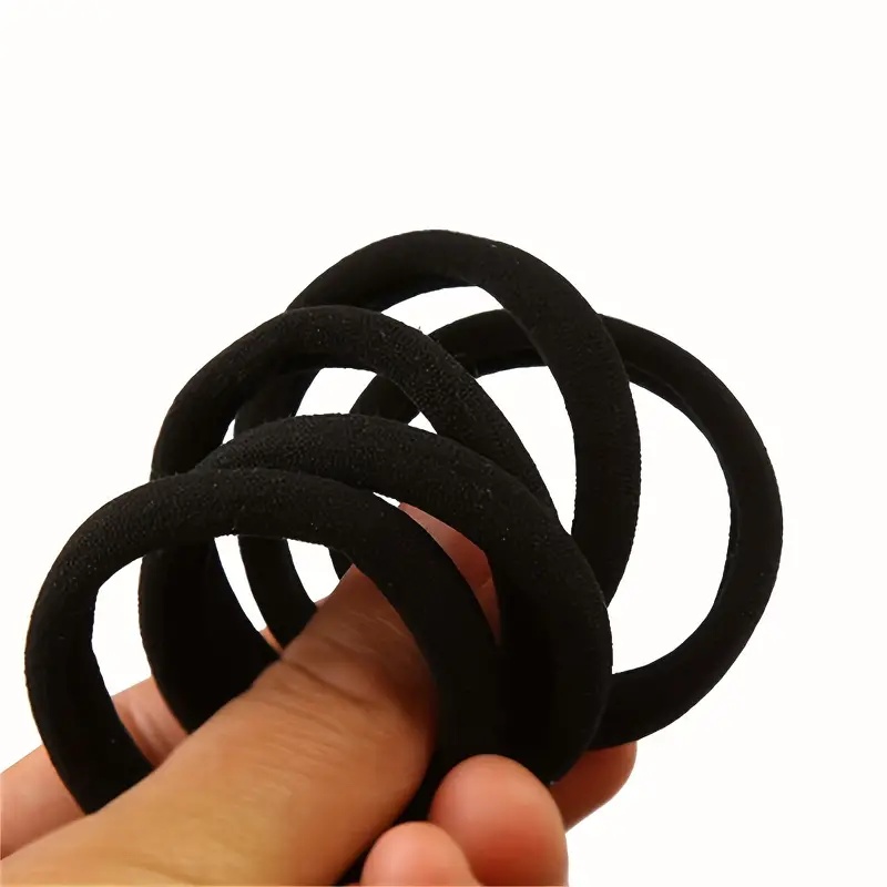 High-Stretch Black Hair Tie - No Sewing Seamless Rubber Hair Accessory