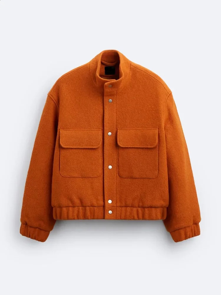 Trendy Pocket Single Breasted Men Jacket Autumn Turn Down Collar Long Sleeve Casual Warm Coat Mens Chic Solid Outwear 240912