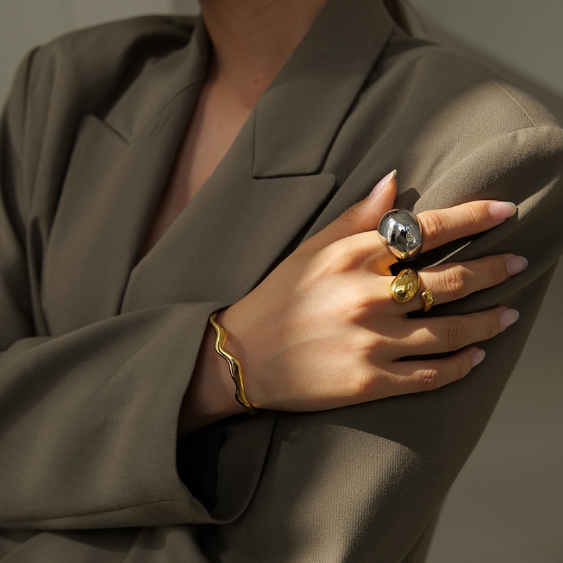 Minimalist Ins18k Gold Stainless Steel Simple Cluster Rings for Women Men Desinger Luxury Fashion Engagement Jewelry Gifts Fressshipping Wholesales