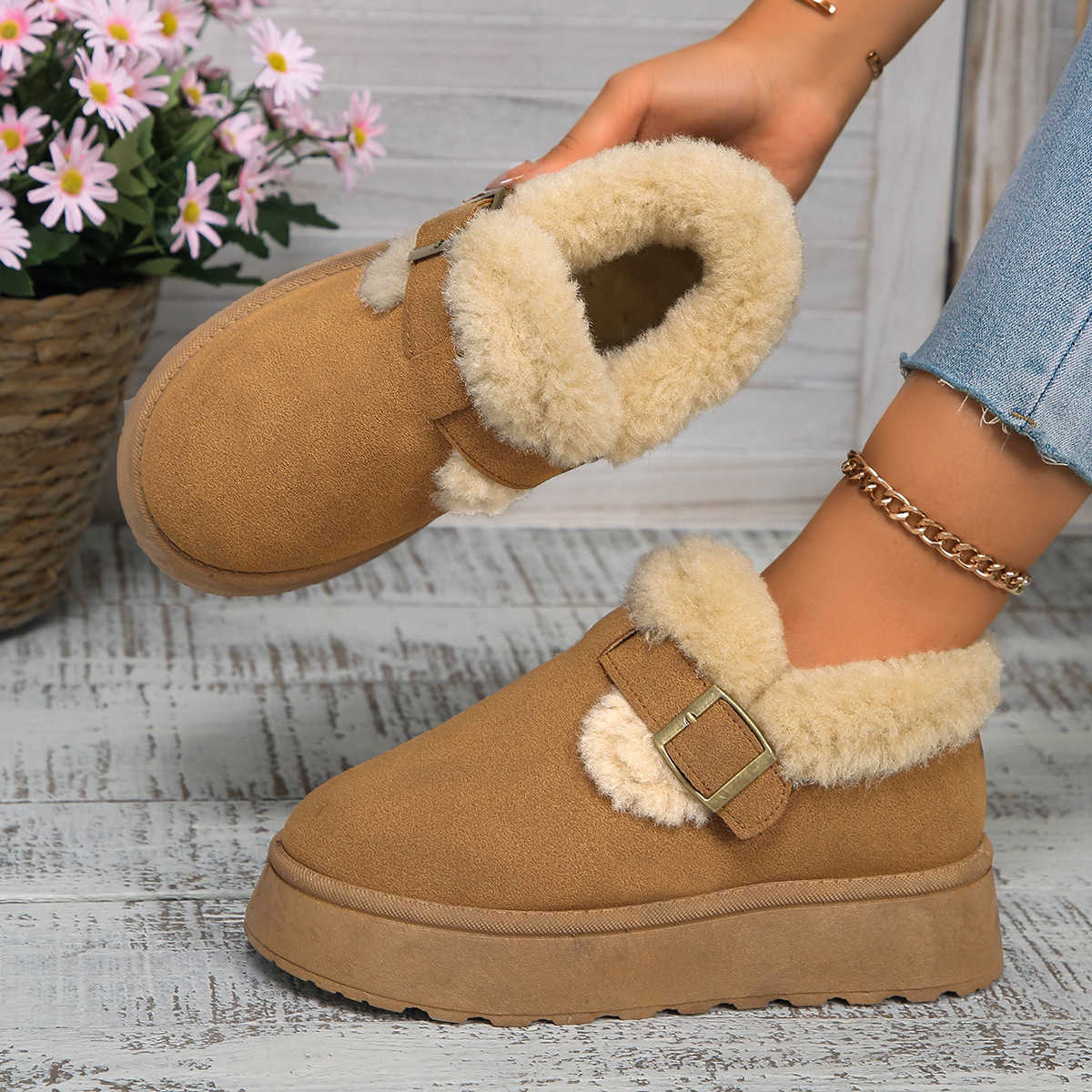 sshoe australia Sponge cake thick sole 2024 new winter snow boots for women with added fleece one foot warm cotton shoes fashionable design 4