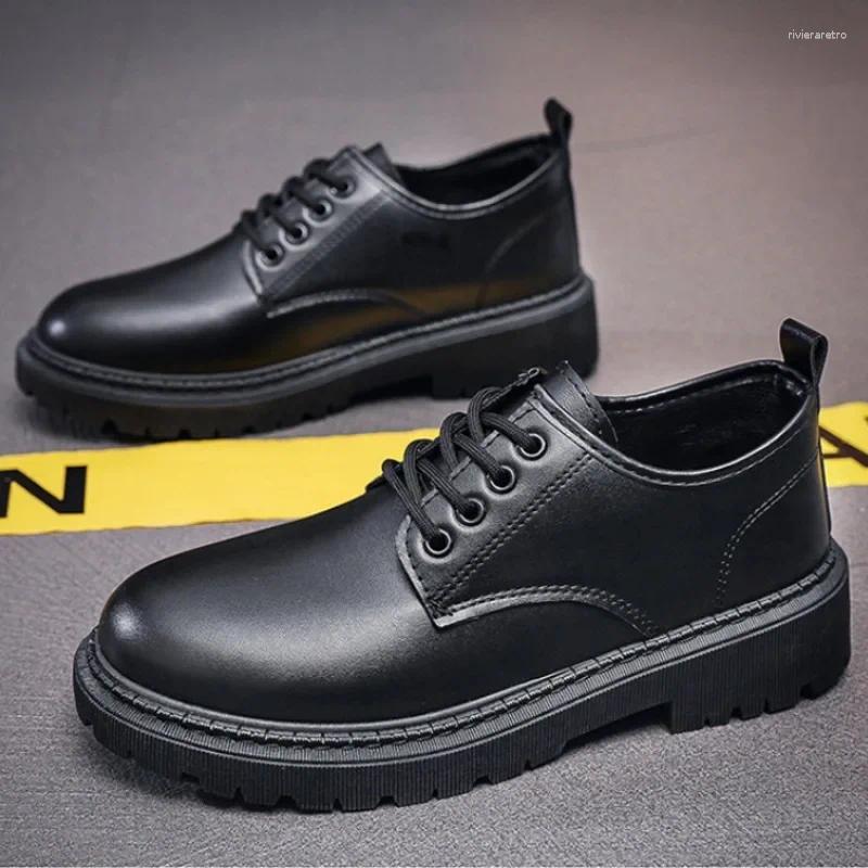 Casual Shoes Kitchen Work Waterproof Leather Men Black Business Shoe Lace-up Fashion Male 2024 Outdoor Non-slip Flats