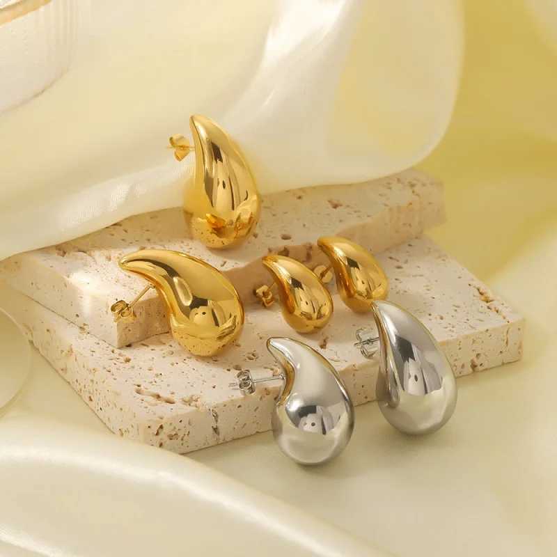10-31mm 18K gold-plated stainless steel retro thick water droplet earrings used for womens statement wedding jewelry gifts W240923
