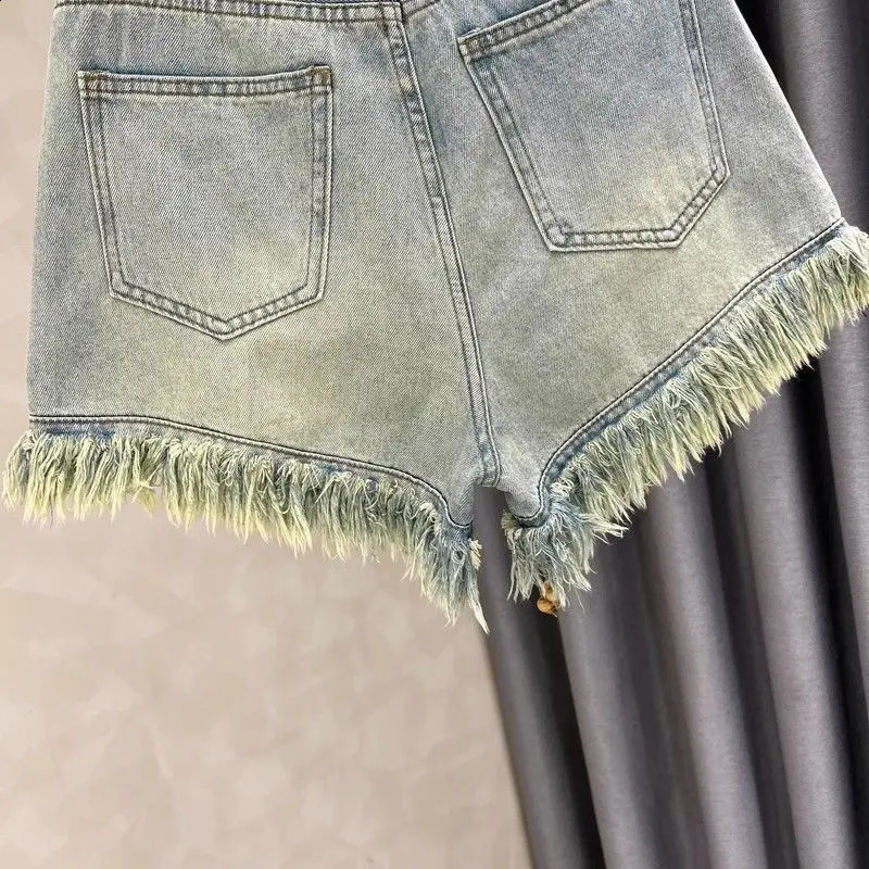 Baggy Womens Short Jeans Loose Edges High Waist Y2k Harajuku Womens Denim Shorts Casual Stretch Low Price 240924