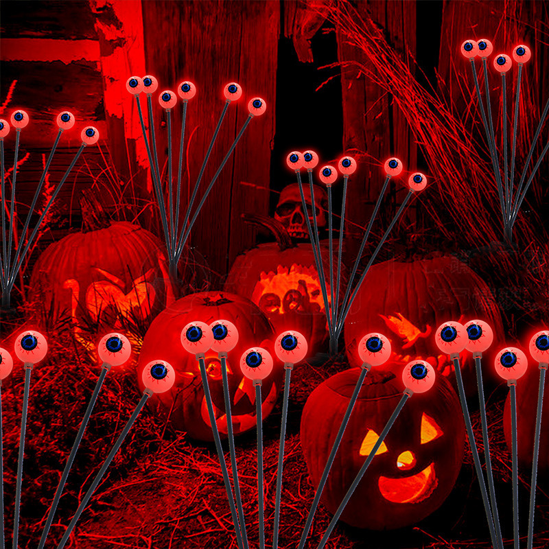 Solar Halloween Ghost Eye LED String Lights Ground Plug Lights Outdoor Patio Festival Ambient Lights Firefly Eyeball Lights