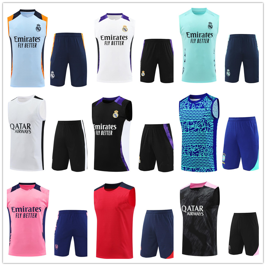 Men sleeveless Football training Madrides Tracksuits kit 24 25 summer shirt shorts soccer vest T-shirt jogging tracksuits suit