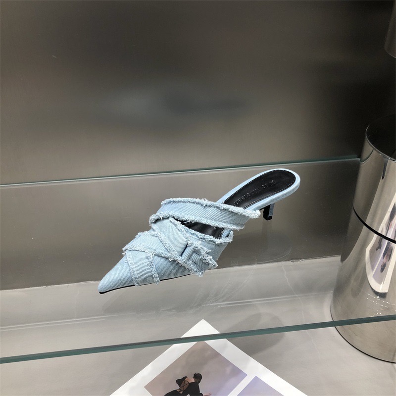 Slippers 2024 Women Mules Elegant Sandals Pumps Summer Female Shoes Low Heels New In New Fashion Ladies Sandal Pointed Toe Slides shoes