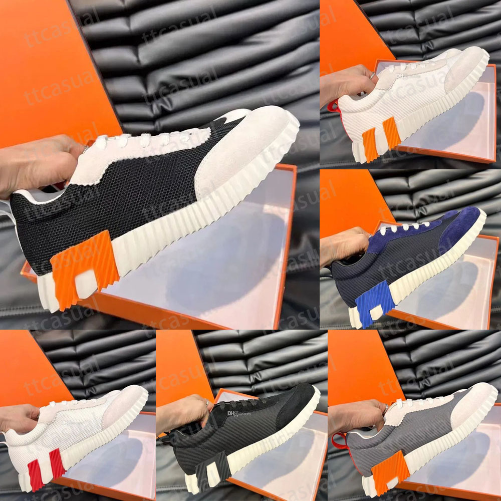 Street Style Plain Logo Platform Sneakers Designer Men Bouncing Sneaker Luxury Shoes Light Sole Mesh Suede Goatskin Breathable Outdoor Casual Trainers Orange