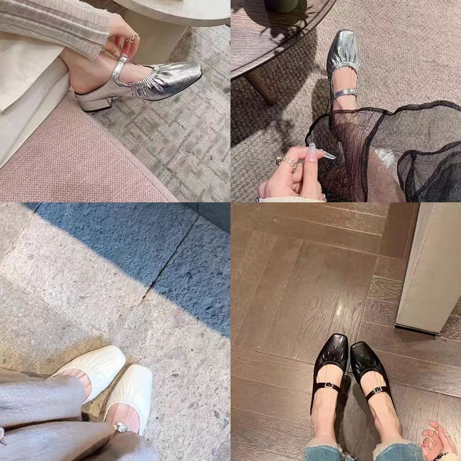 Women's Shoes Elegant Women's Ankle Strap Leather Slides with Diamond Embellishments and Wrinkle Pattern Cowhide
