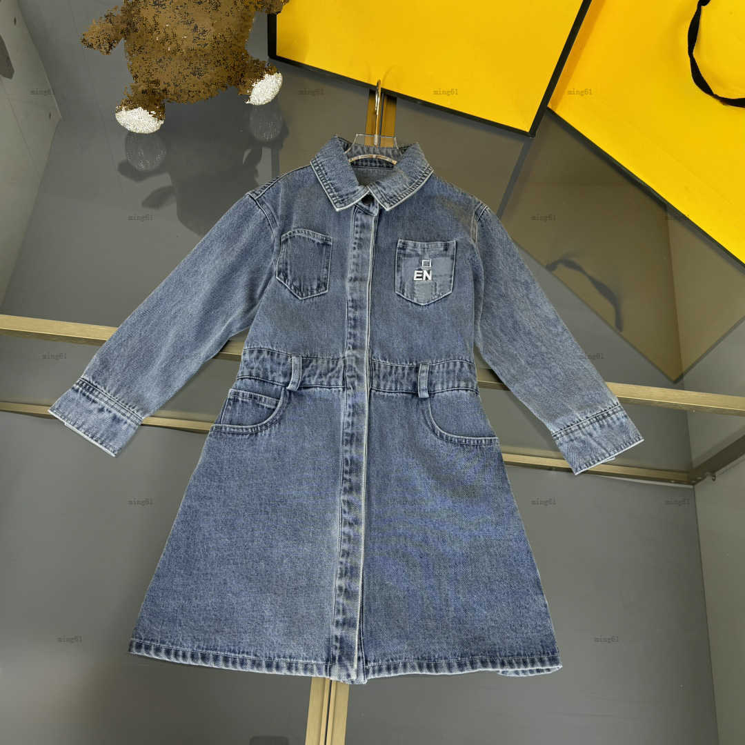 Princess dresses dress kids designer clothes girls Dress full color Logo lapel belt Short sleeve Dresses High quality kids clothes