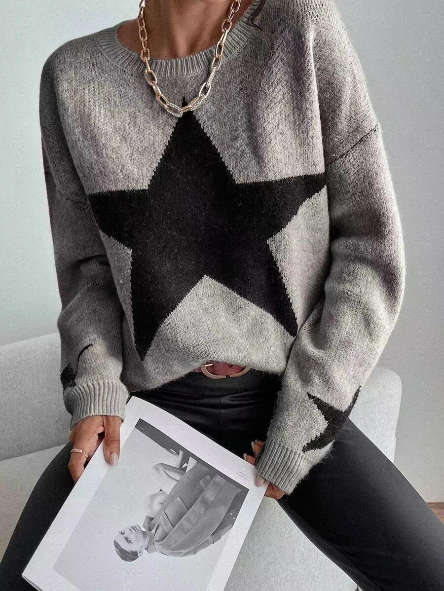 2024 autumn and winter new sweater women's pullover round neck threaded temperament personalized sweater knitted sweater jacket