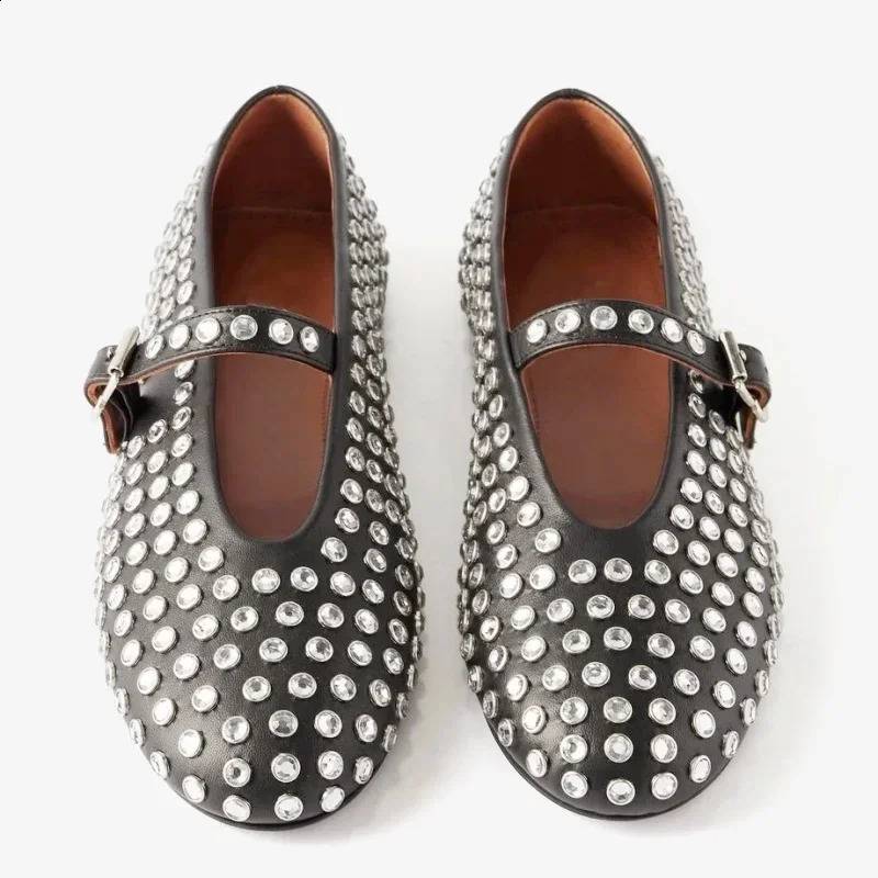 Womens flat shoes vulcanized cushion dia hot rivets Mary Jane womens screw crystal ballet Lolita dh320680