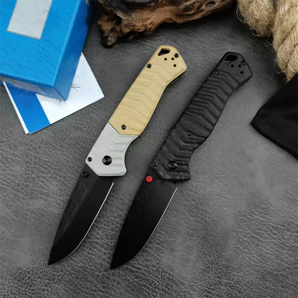 BM 593BK-01 PSK Personal Tactical Folding Knife D2 Cerakote Drop Point Blade Milled G10 Handle EDC Camping Portable Hunting Outdoor Tool Rescue Survival Knife