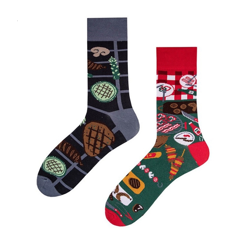 Mens And Womens Socks Personalized Cartoon AB Trendy Hosiery Creative Fashion Sports Cartoon Mid Tube Cotton Socks