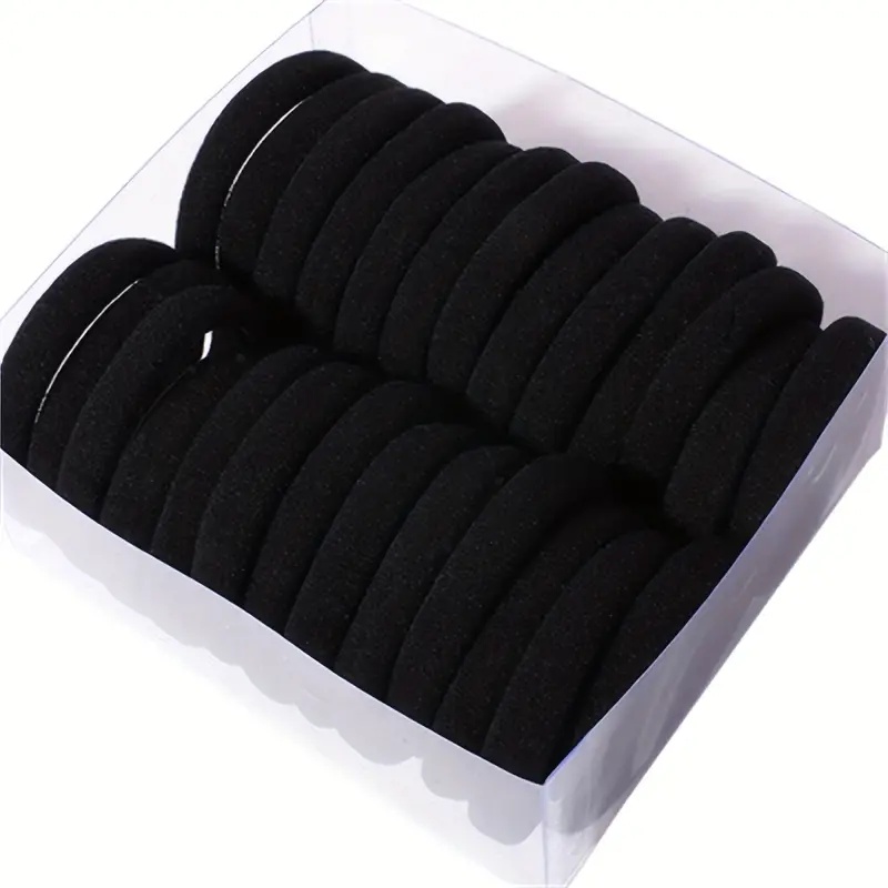 High-Stretch Black Hair Tie - No Sewing Seamless Rubber Hair Accessory
