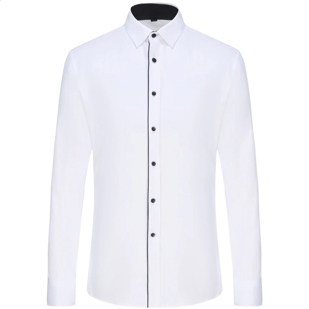 Mens Semi-formal Color Matching Long Sleeve Dress Shirt Comfy Regular Fit Button Up Classic Shirts For Business Activities 240924