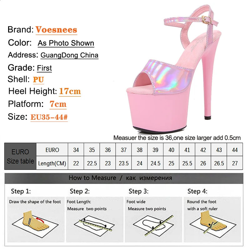 Womens Summer with Heels Sexy 17CM7In Platform Sandals Pole Dancing Fetish Erotic Stripper Shoes Laser Color 240921