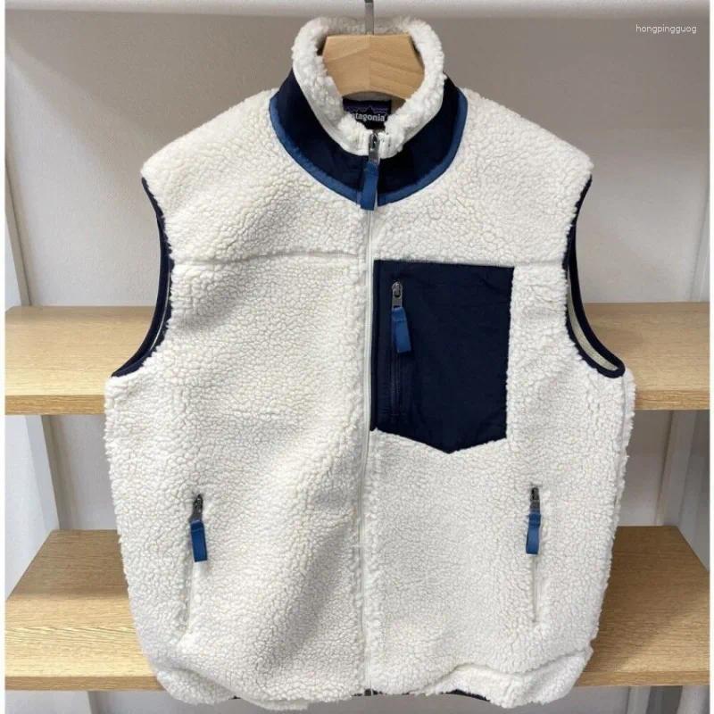 Men's Vests American Style Fleece Jacket Vest And Women's Outwear Lamb Wool Casual Loose Autumn Winter Sports