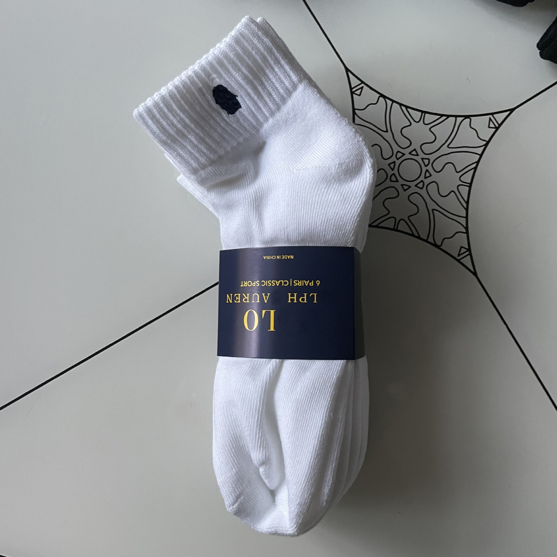POLO Men's Womens Medium Length Cylinder n Letter Cotton Stocking Sports Casual ly Embroidered Socks 6 Pairs/Lot