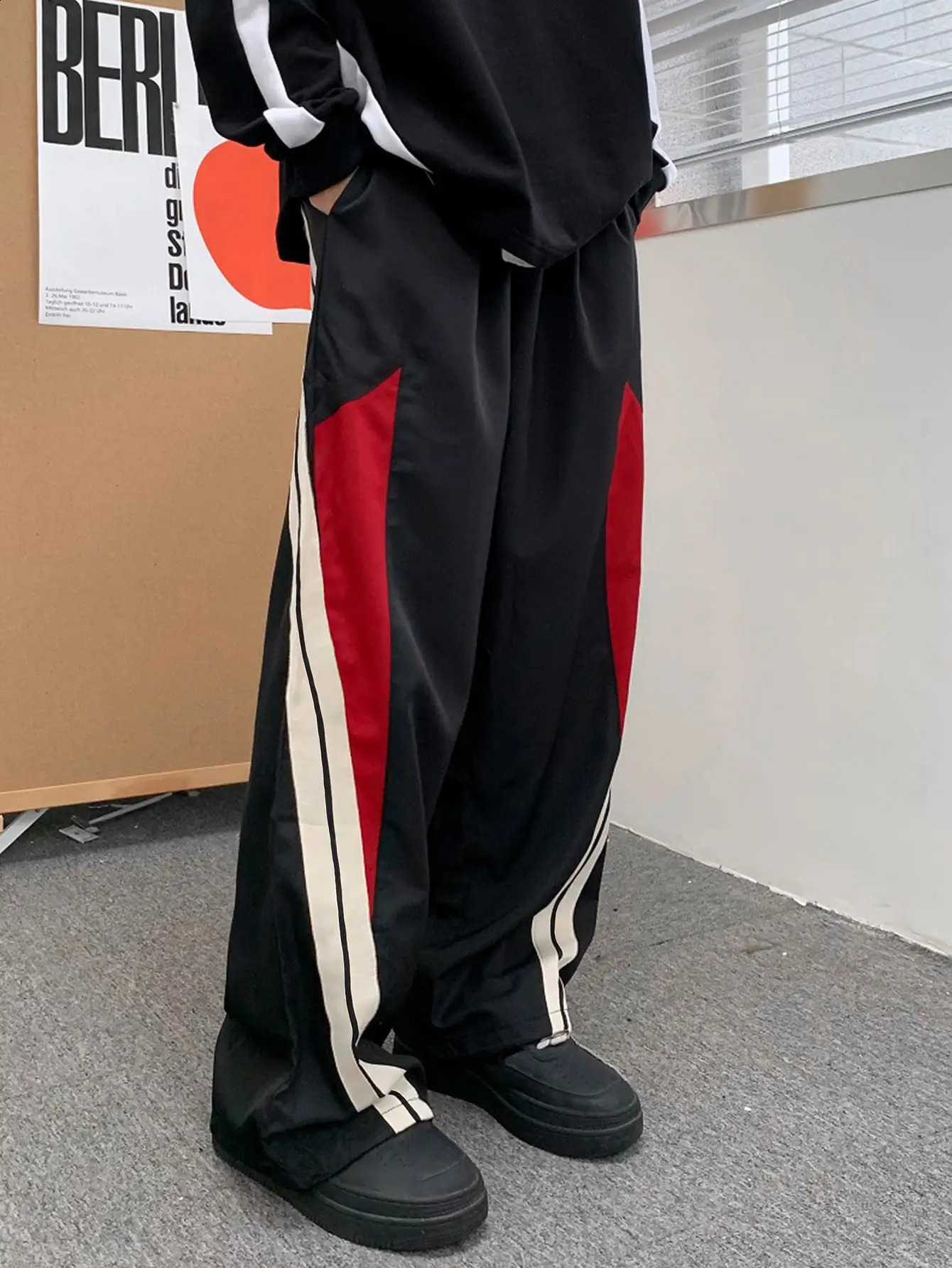 Mens Side-Stripe Joggers Casual Stretch Straight Leg Sweatpants 240921
