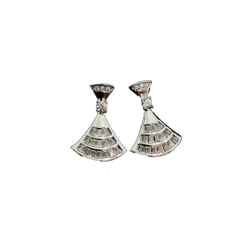 Earring Scalloped Diamond Stud Earrings Micro Zirconium French Temperament Commuter Earrings