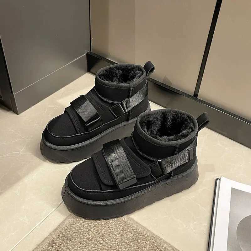2024 Cow Suede Winter Womens Fashion Snow for Girls Flat Designer Platform Boots Casual Thicken Sneakers Shoe J241104