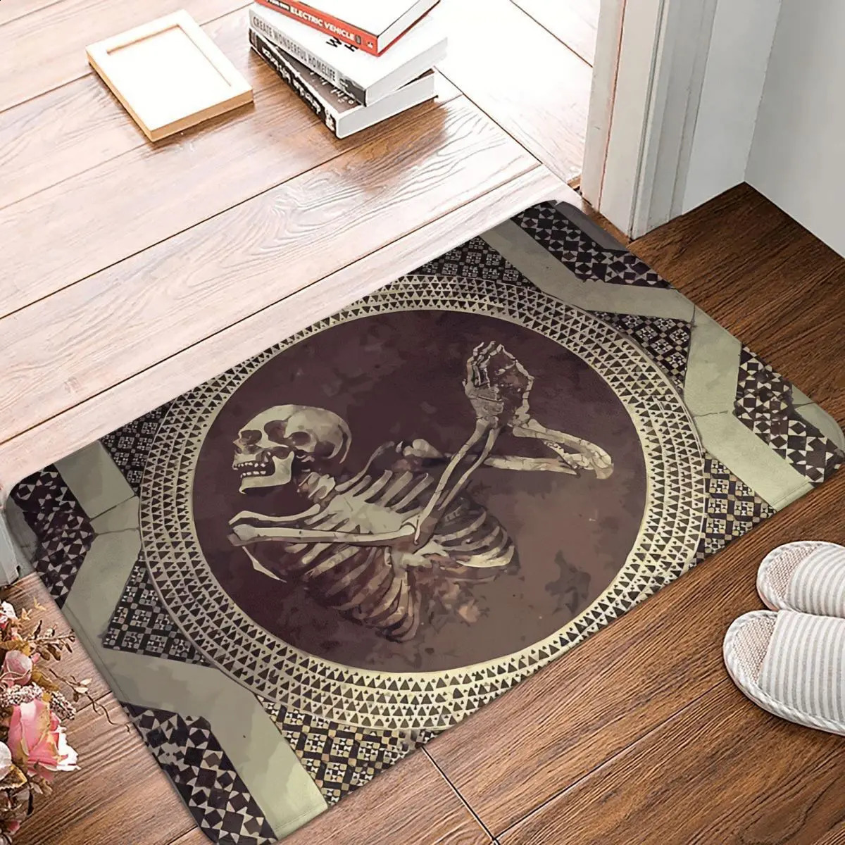 Hannibal Dancing Skull Skeleton Mosaic Meme Y2K Bedroom Mat Rug Home Doormat Living Room Carpet Balcony 240918