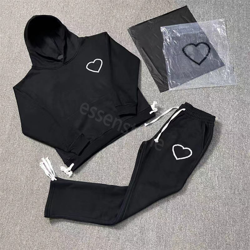 Mens Tracksuits Sportswear Set Cotton Winter Embroidery shooter warm women Y2k hoodies Designer long sleeve love hoody pullover pants NEW