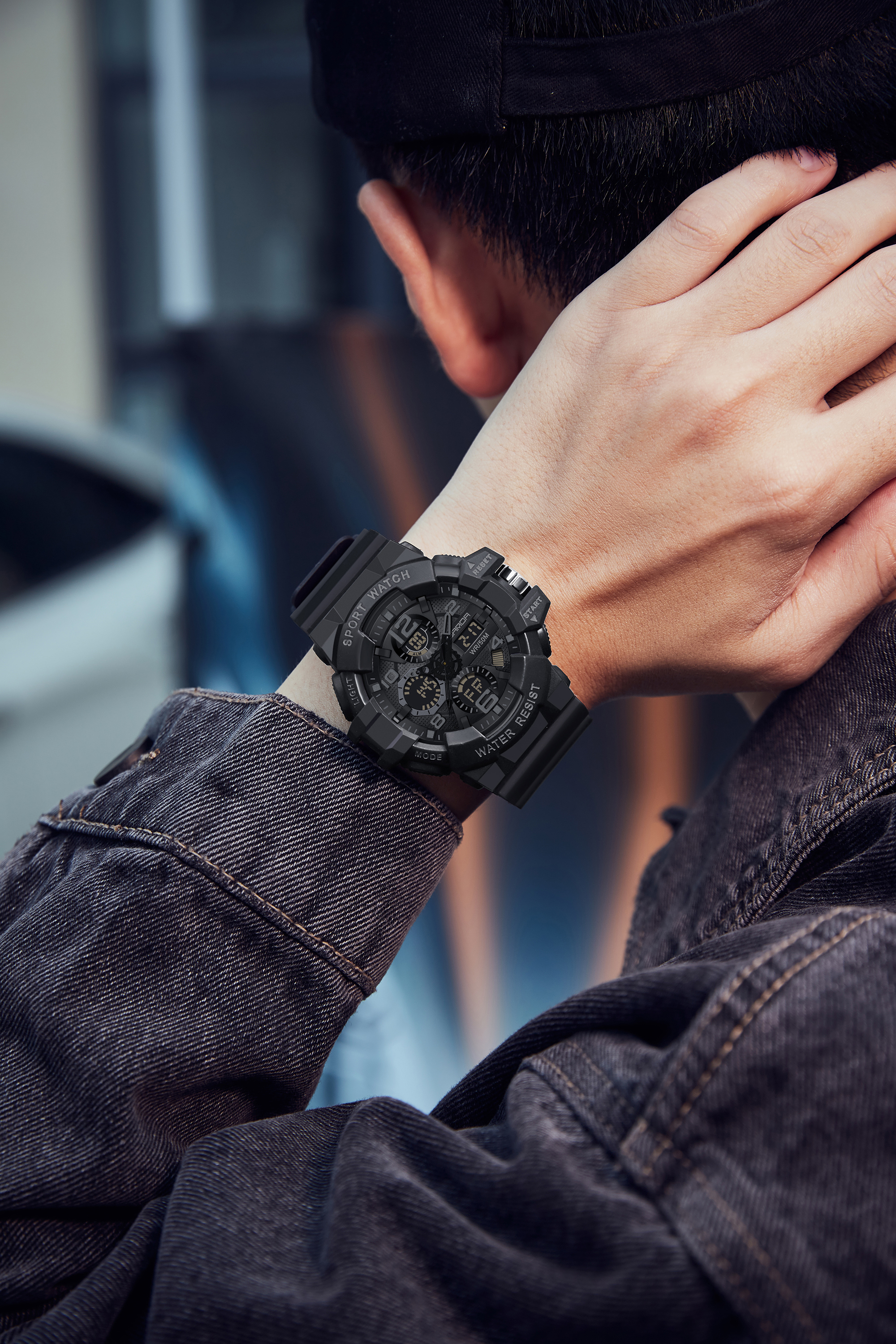 SANDA men's military watch black sports watch LED digital 50M waterproof 3168 watch men's multifunctional clock Relogio Masculino 01