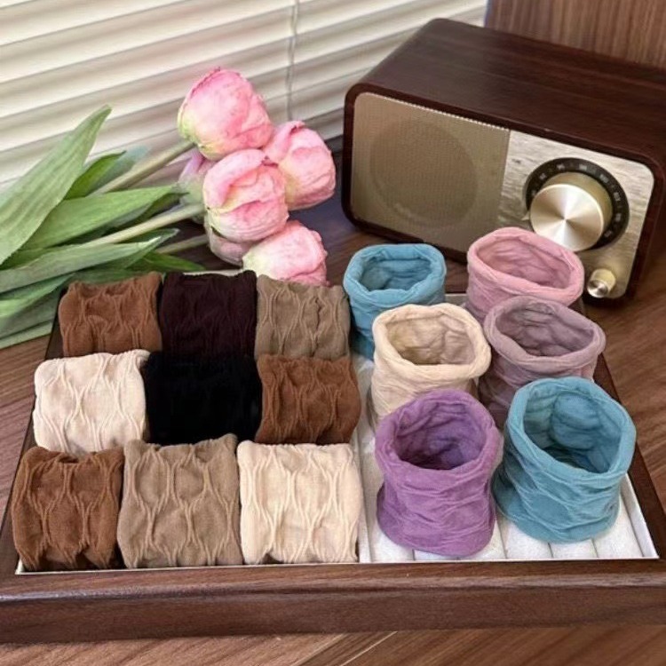 Large Cotton Stretch Hair Ties Bands Rope Ponytail Holders Headband for Thick Heavy or Curly Hair in a Set of Five