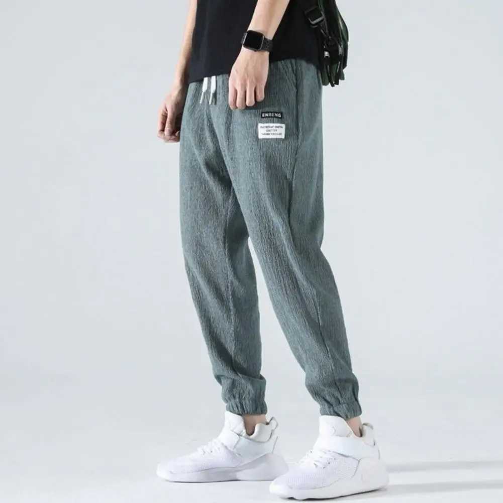 Summer New Ice Silk Mens Ankle-banded Outdoor Elastic Breathable Straight Leg Sweatpants Casual Pants Z260315