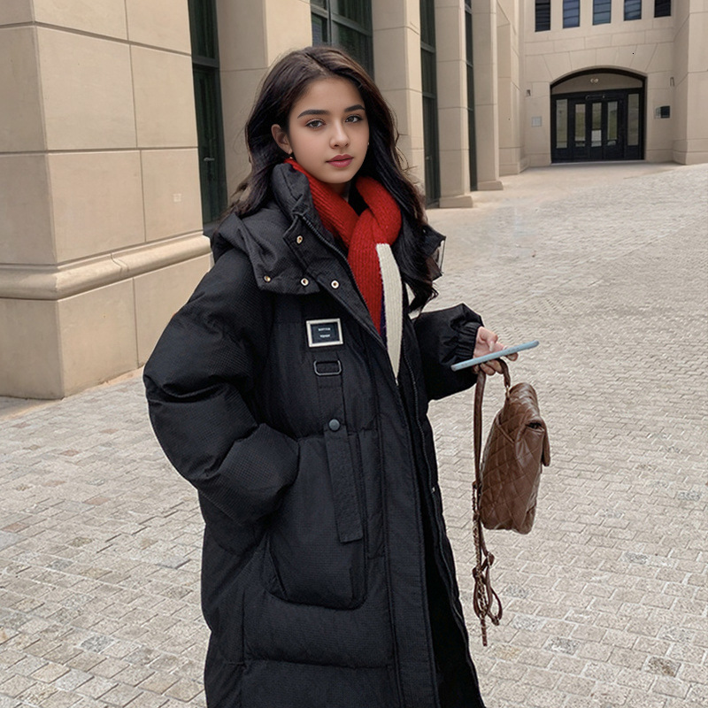 Puffer Jacket Down Cotton Jacket Womens Mid Length Over the Knee New Korean Fashion Cotton Jacket Womens Thick Winter Cotton Jacket