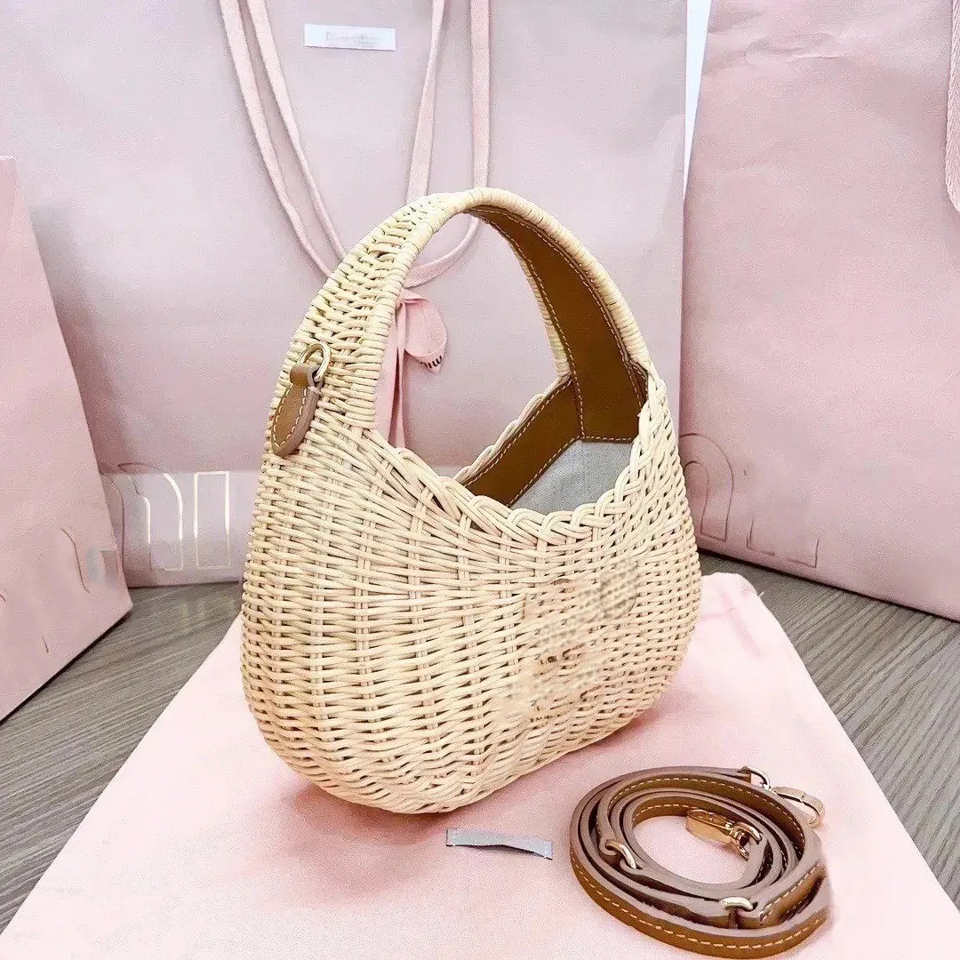 High-quality Raffias Straw plaited tote bag Rattan Crochet weave Crossbody Crescent bag purse Woman mens Luxurys Wander Shoulder handbag wicker Clutch