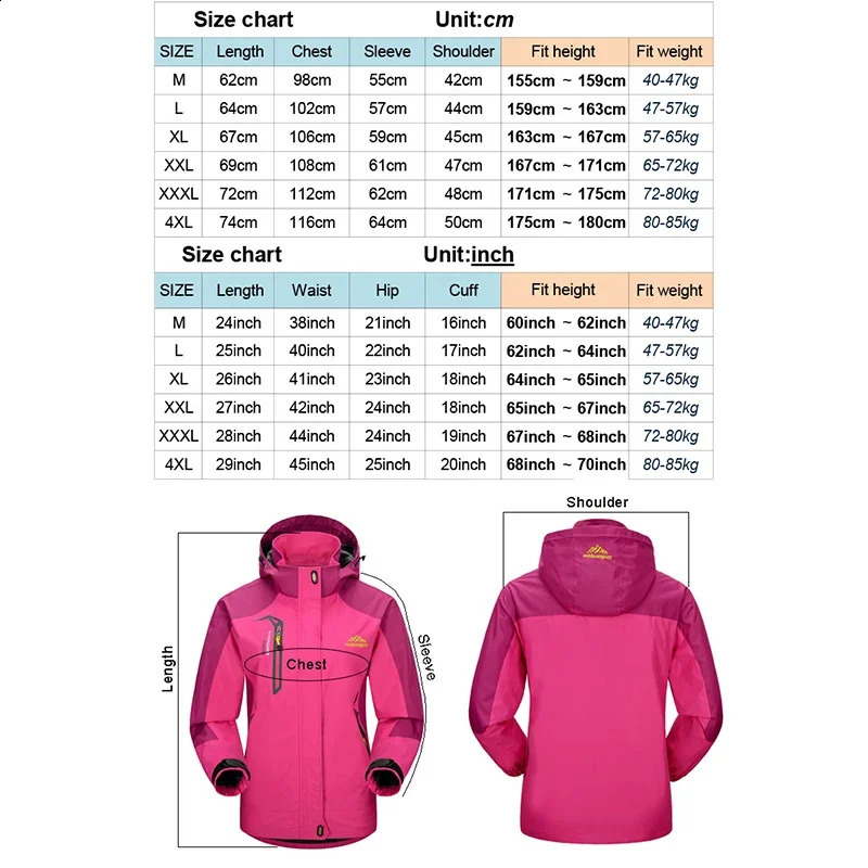 Womens Autumn Hiking Jacket Outdoor Raincoat Windproof Waterproof Hooded Camping Bike Climbing Warmth 240919