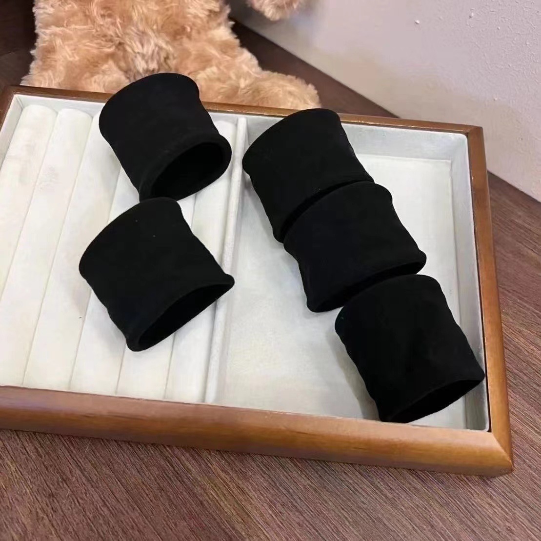 Large Cotton Stretch Hair Ties Bands Rope Ponytail Holders Headband for Thick Heavy or Curly Hair in a Set of Five