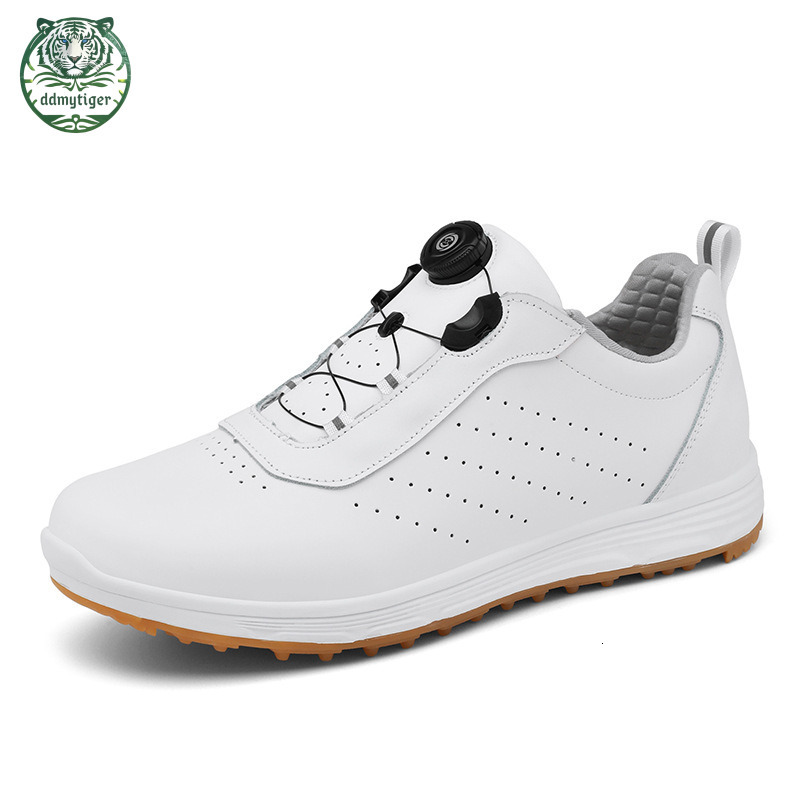 ddmytiger Men's professional genuine leather new rotating buckle studless golf training sports shoes, large size A ddmythur