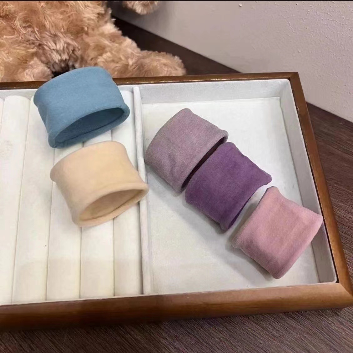 Large Cotton Stretch Hair Ties Bands Rope Ponytail Holders Headband for Thick Heavy or Curly Hair in a Set of Five